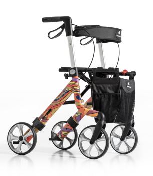 Preview: Rehasense Space LX Rollator Flower, der Leichtgewichtrollator im verspielten Flower Design