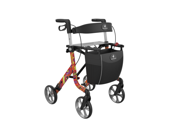 Rehasense Space LX Rollator Flower, der Leichtgewichtrollator im verspielten Flower Design